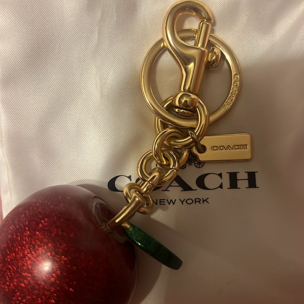 Coach Glittering Red Apple Keychain - Picture 2 of 3